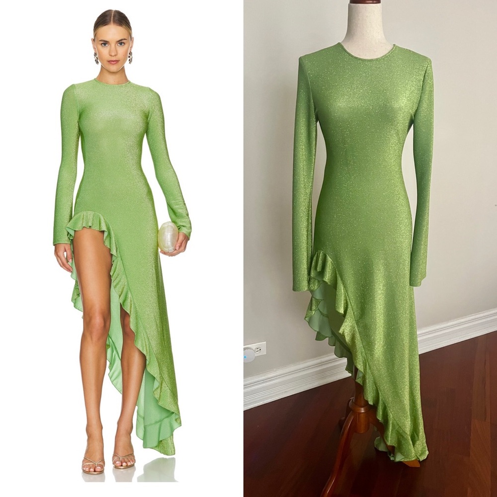 DELFI COLLECTIVE Rosalia Dress Green Metallic Size L
